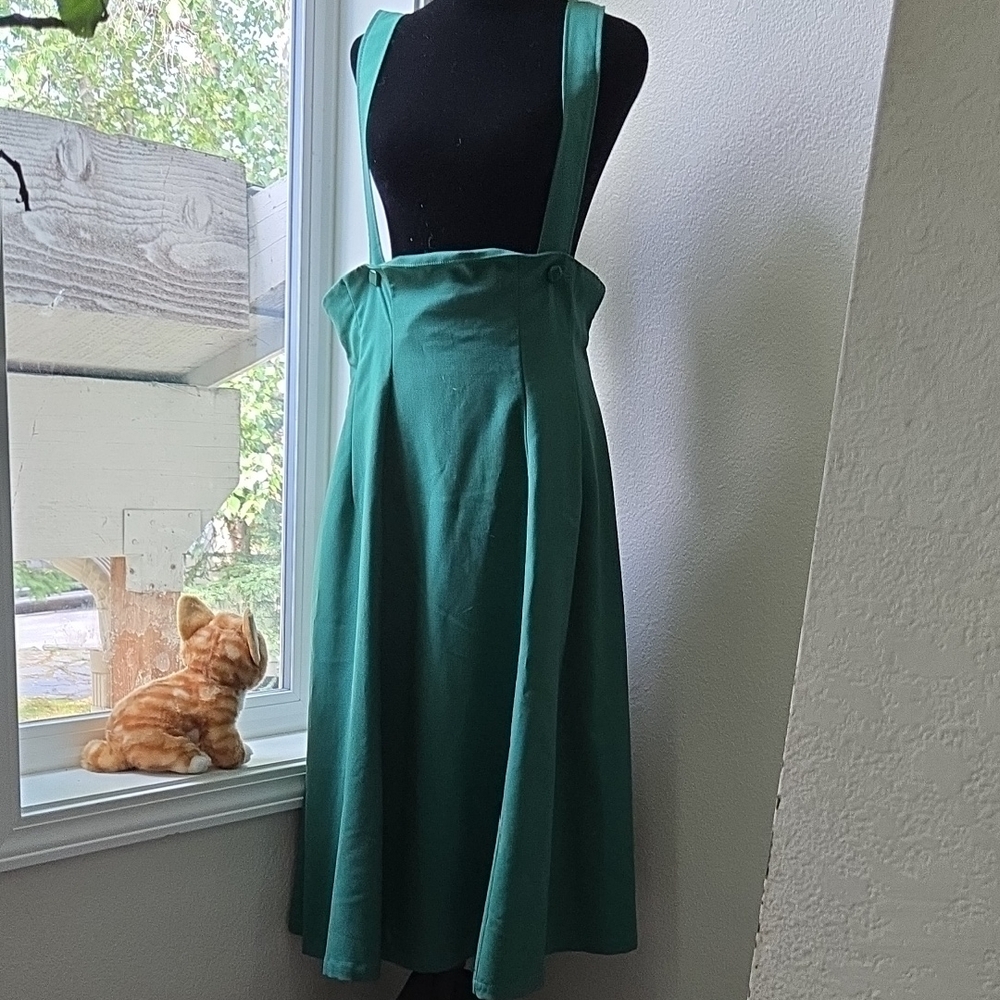 Bettie Page Tatyana Green High Waisted With Straps Maxi Skirt
